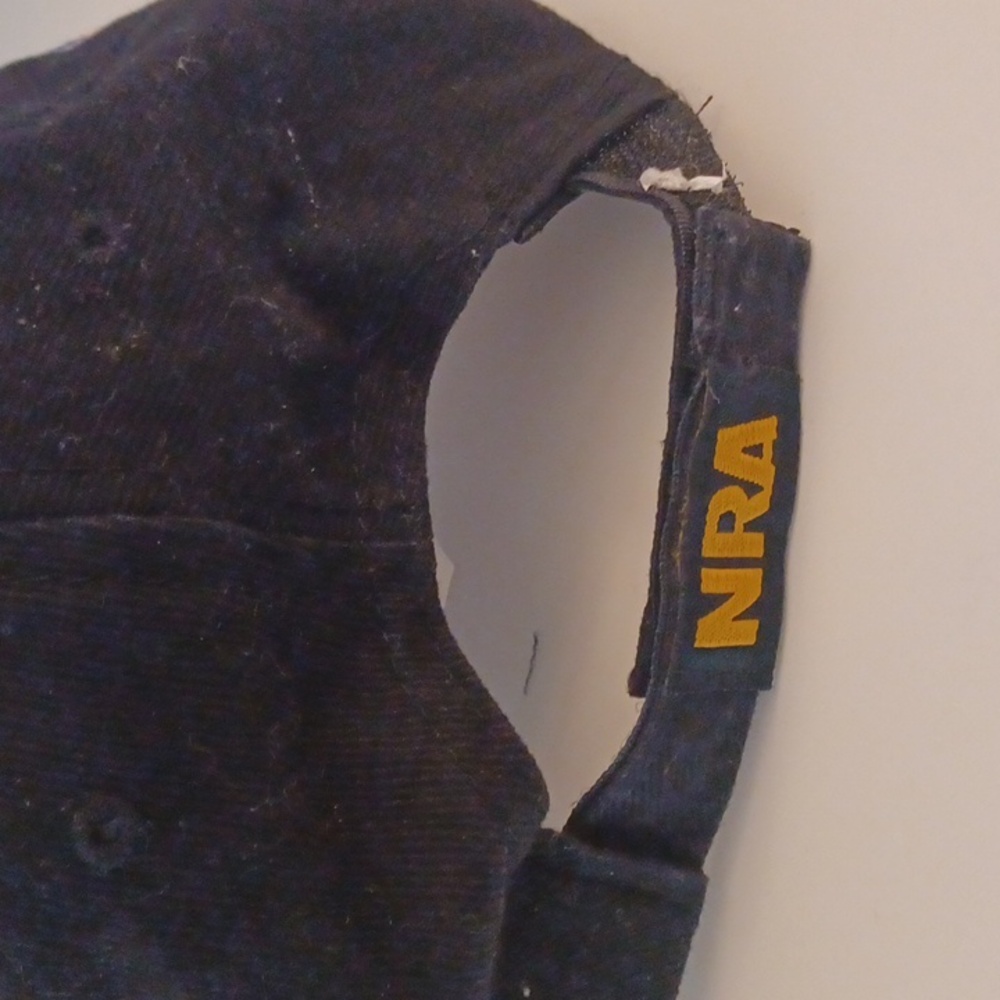 NRA Black Adjustable Flag Logo Cap Hat EUC - Picture 3 of 3